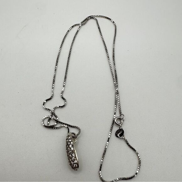 SALE! Dainty CZ drop shaped sterling silver pendant on a 20" box chain necklace! - Picture 6 of 16